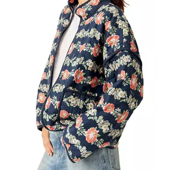 Free People Women's Dusk Combo Floral Quilted Chloe Jacket Size XL NEW - Picture 2 of 4